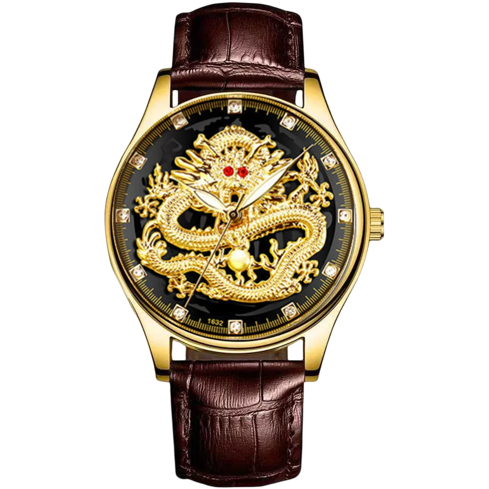 Men's watch trend all match personality foreign style retro Chinese dragon leisure business handsome belt men's watch