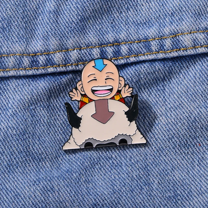 Броши Аниме Aang Riding Appa Avatar The Last Airbender, эмалированные булавки