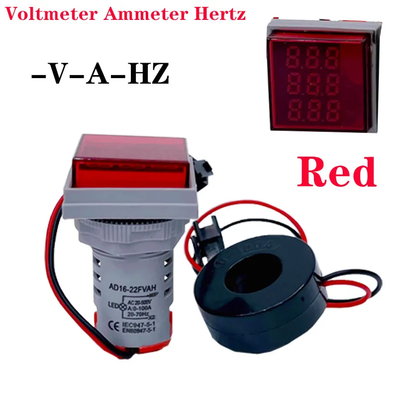 Imagem -03 - Digital Quadrado Led Voltímetro Amperímetro Hertz Medidor Luzes de Sinal Tensão Freqüência Atual Combo Medidor Indicador Tester ac 20500v