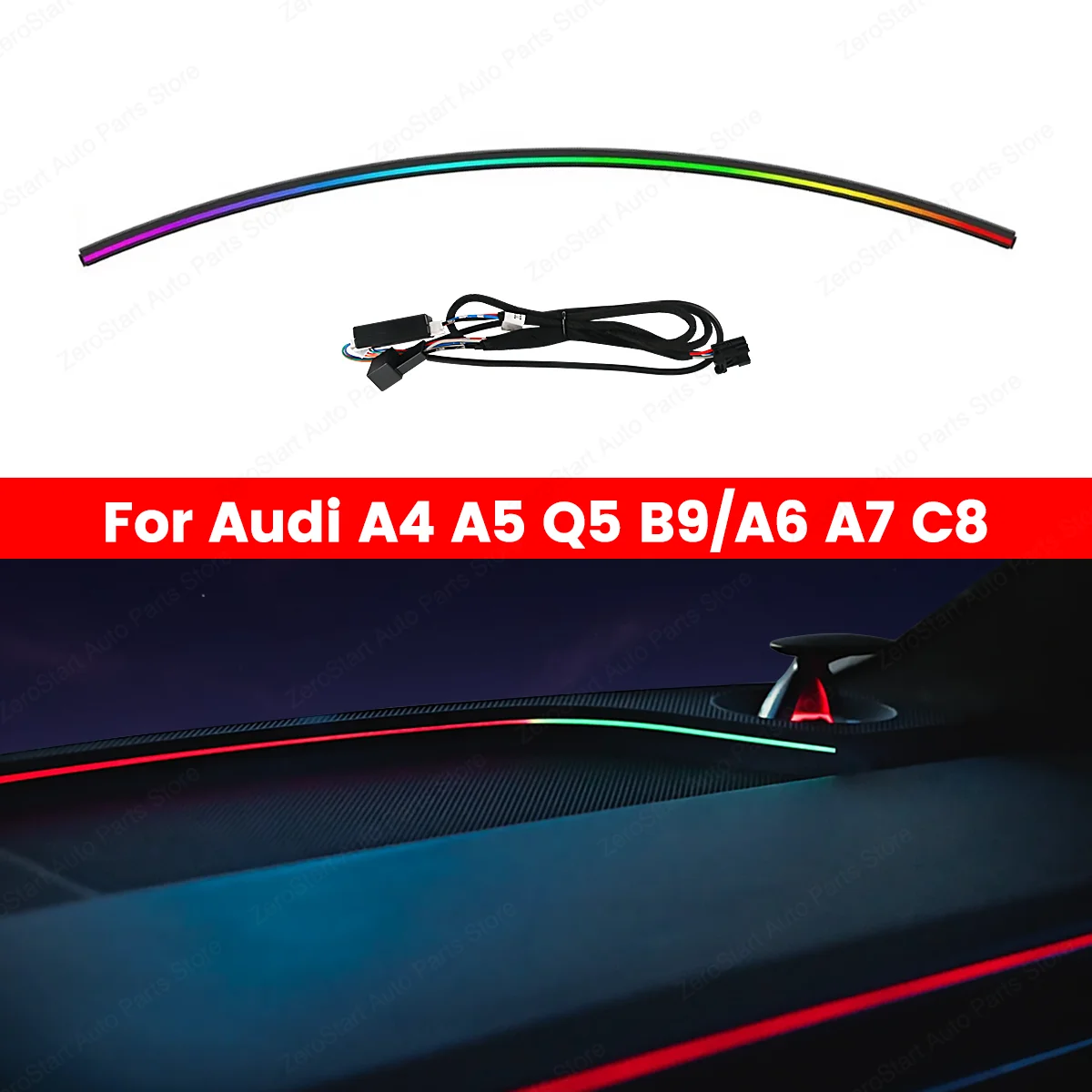 

32 Colors Streamer Car Ambient Lights LED Interior Hidden Silicone Strip Symphony Atmosphere Lamp For Audi A4 A5 Q5 B9 A6 A7 C8