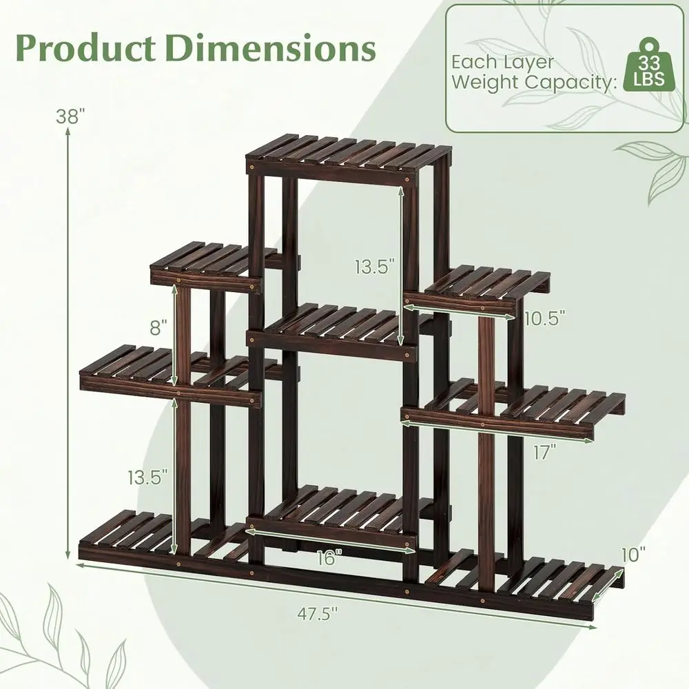 Plant Stand Indoor & Outdoor, 6 Tier Wood lower Pot Stand or Multiple Plants, Plant Holder Display Rack, Ladder Storage Rack Pla view 3