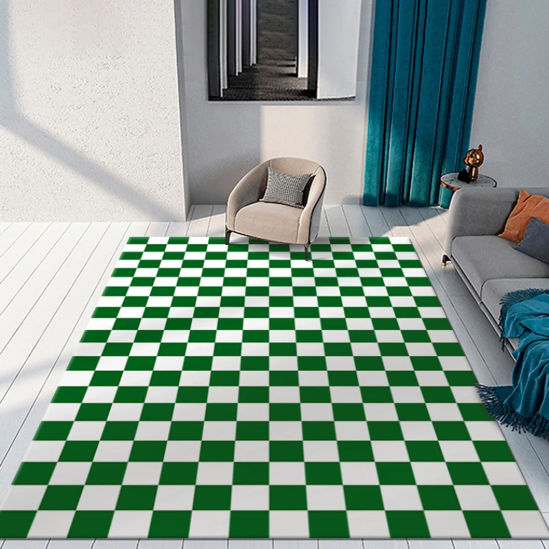 Color Checkerboard Plaid Carpet Moroccan Living Room Bedroom Rug Anti-skid Entry Door Mats Household Bedside Rugs Bay Window Mat