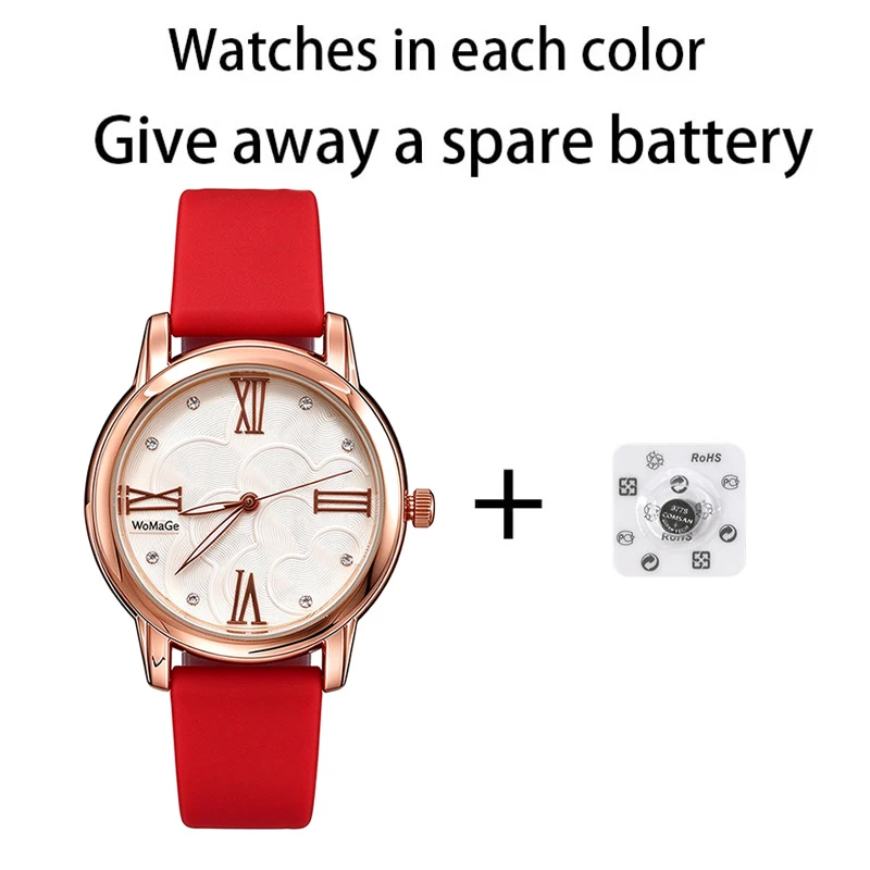 Women Quartz Watch Rose Gold Case Roman Numeral Dial Soft Silicone Strap Wristwatch Fashion Casual Ladies Clock Multicolor Jelly