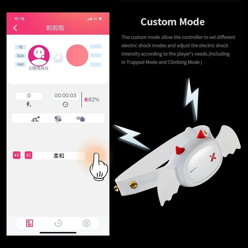 QIUI Little Devil Electric Shock Collar Dog Slave APP Remote Control Electric Stimulation Neck Collar Adult Sex Toys For Couples