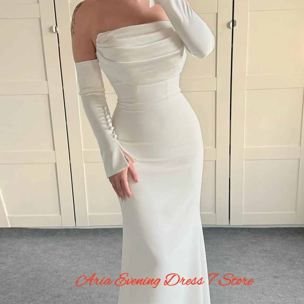 Graciosa camisa sereia vestidos de noite personalizados formal sem alças vestidos de celebridades moda manga destacável vestidos de baile