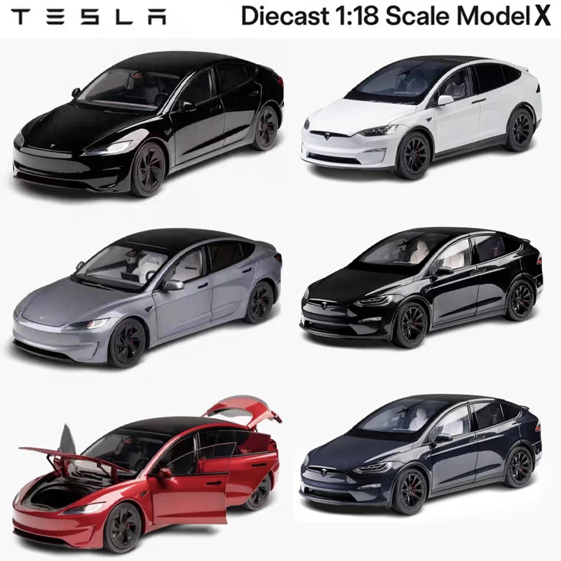 1:18 tesla modelo 3/s/x puro elétrico suv liga totalmente aberto simulação modelo de carro coleção decorar brinquedos em estoque