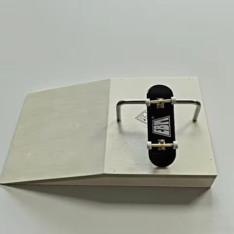 Wooden Fingerboard Ramp Set Quarter Pipe &amp; Grind Rail Obstacles for Tech Deck Desktop Skate Park