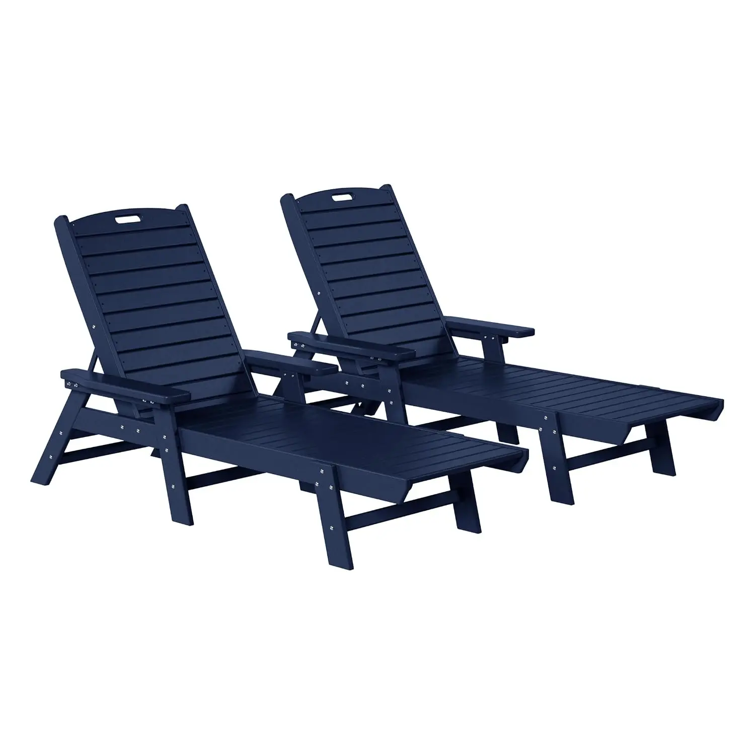 Malibu Poly Reclining Chaise Lounge (Set of 2) Navy Blue, Customized view 3