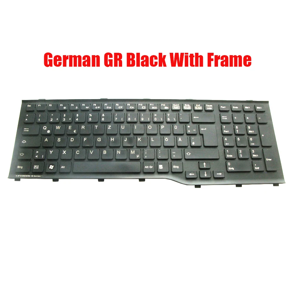 Laptop Keyboard For Fujitsu For LifeBook A532 AH532 A562 AH562 N532 NH532 CP575628-01 MP-11L66003D852 German GR Black With Frame