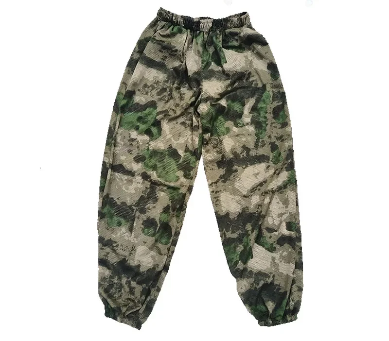 NEW Mesh Camo Suit Hooded Zip Front Breathable Elastic Waistband Training Hunting Apparel Men Kids Trainning Tactical Uniform