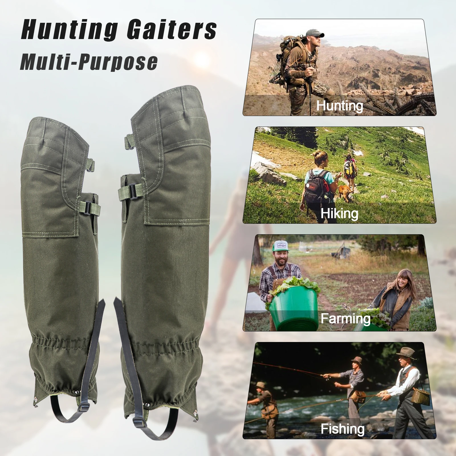 Taktische Beinmanschetten Wasserdichter Oxford-Stoff Knie-Beinschutz Reißfest Verstellbar Atmungsaktiv Outdoor-Schuhüberzug für die Jagd – Detail 12