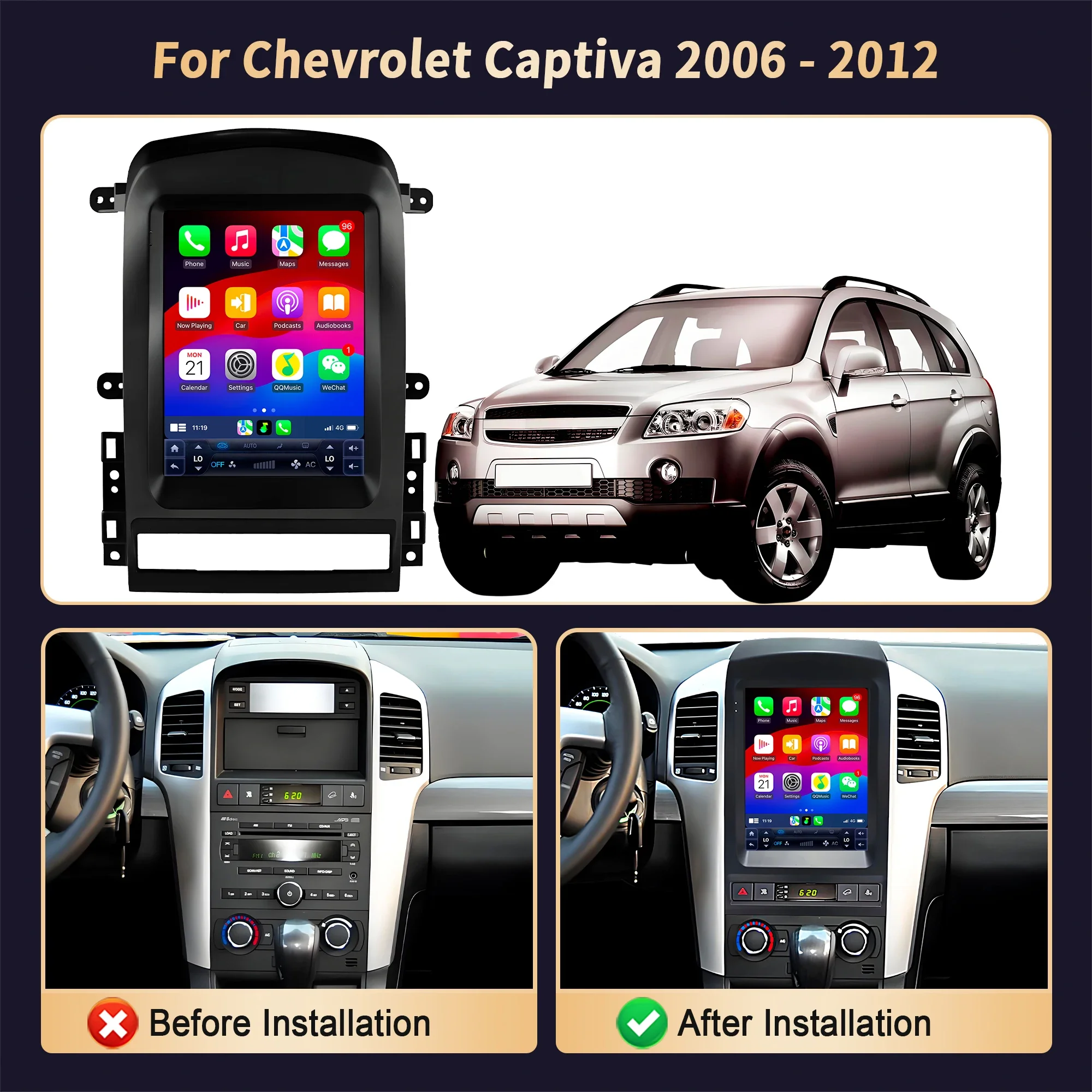 9.7inch Android 15 For Chevrolet Captiva 2006-2012 Car Radio Multimedia Navigation 4G GPS Wireless Carplay Screen Stereo - view 2