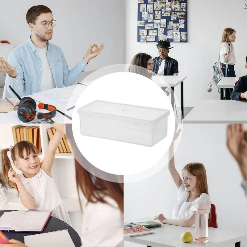 1PC Large Capacity Pencil Case Box PP Material Transparent Pencil Box Stackable Office Supplies Storage Organizer Box