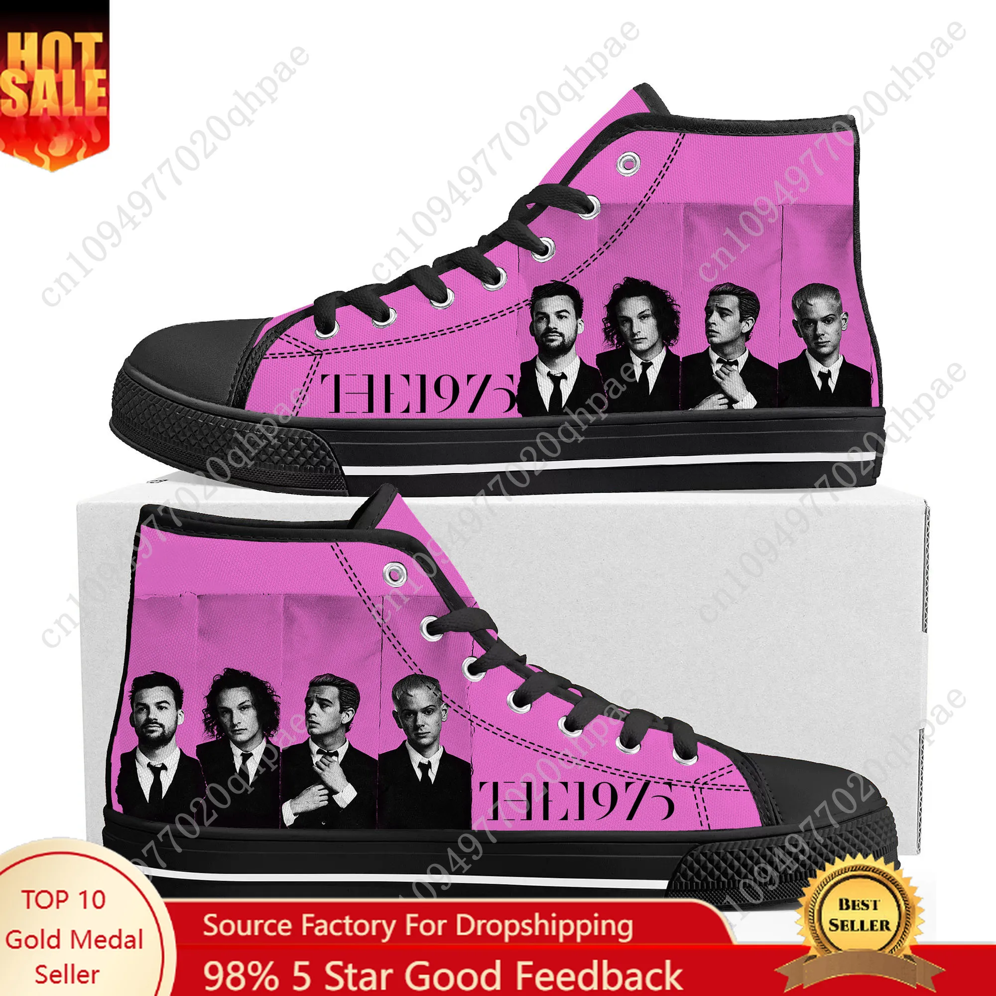 The 1975 High Top Sneakers Mens Womens Teenager High Quality Canvas Sneaker 3D Print Casual Couple Shoes Personalized Shoe