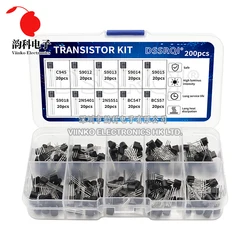 200pcs BJT Transistor Kit Bipolar Power Transistors A1015 BC327 BC337 C1815 S8050 S8850 2N2222 2N2907 2N3904 2N3906 PNP NPN