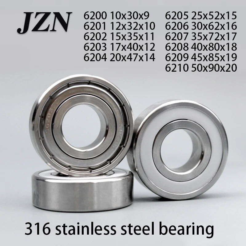 Waterproof 316 Stainless Steel Bearing 6200 6201 6202 6203 6204 6205 6206 6207 6208 6209 6210 2RS ZZ Corrosion Resistance