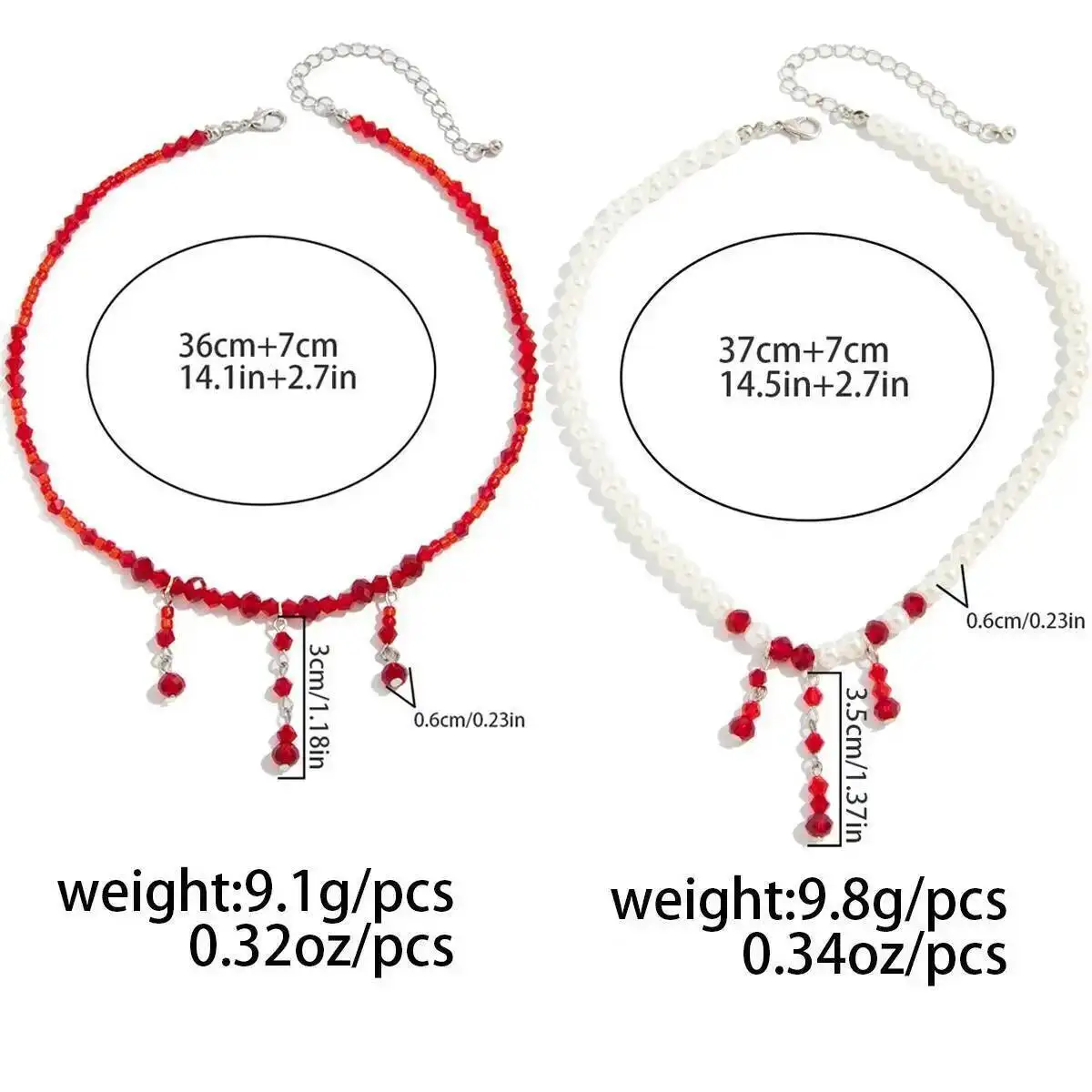 SHIXIN Gothic Red Crystal Blood Drop Quaste Choker Halskette für Frauen Elegante Imitation Perle Kette Halloween Hals Schmuck Geschenk – Detail 4