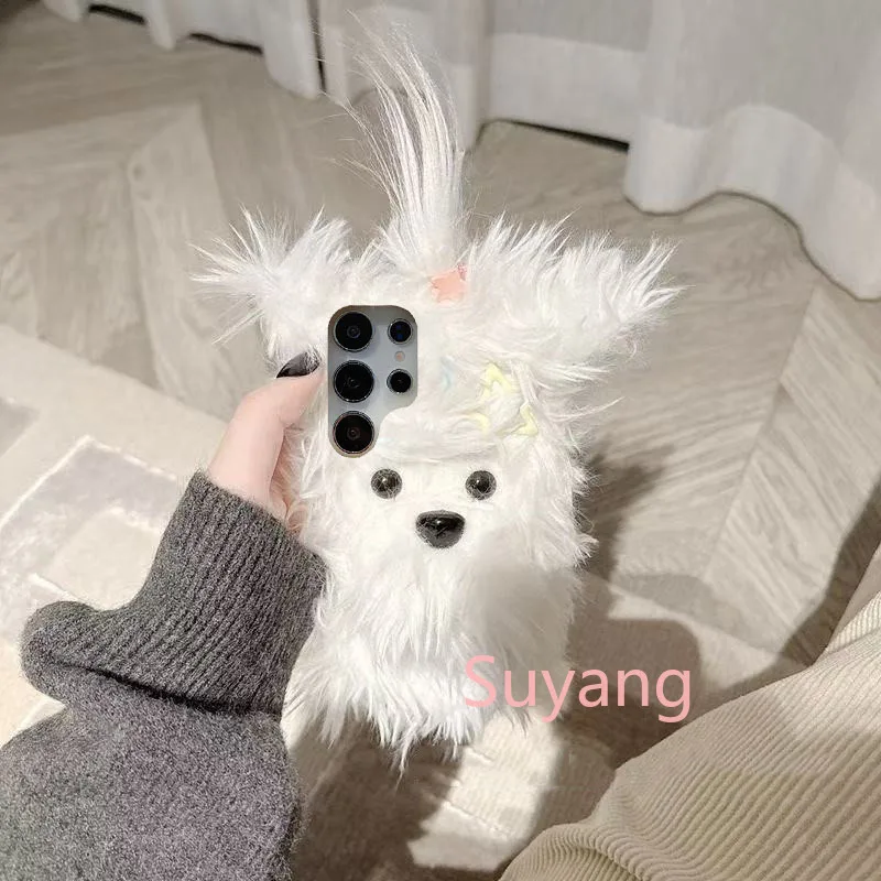 Liebt warme haarige Schleife Welpen Boll Cases für Huawei Y9 Y7 Mate 20 Honor 400 200 50 X9C X8C X7C X6C X8B X7A X6A weiche Plüschhülle