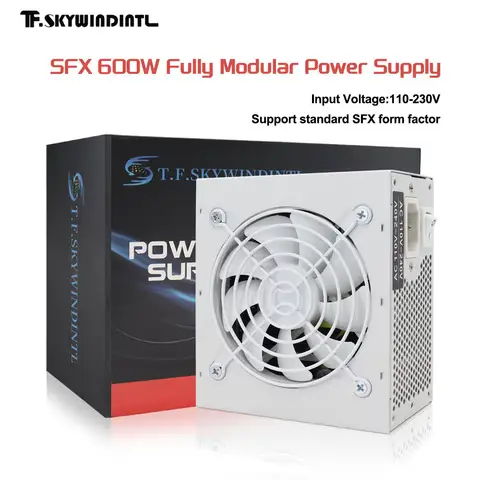THFSKYWINDINTL SFX 600W Alimentatore modulare completo per PC da gioco/ITX Costruisce PSU Mini Gaming Ventola silenziosa da 120 mm Sfx 600w watt