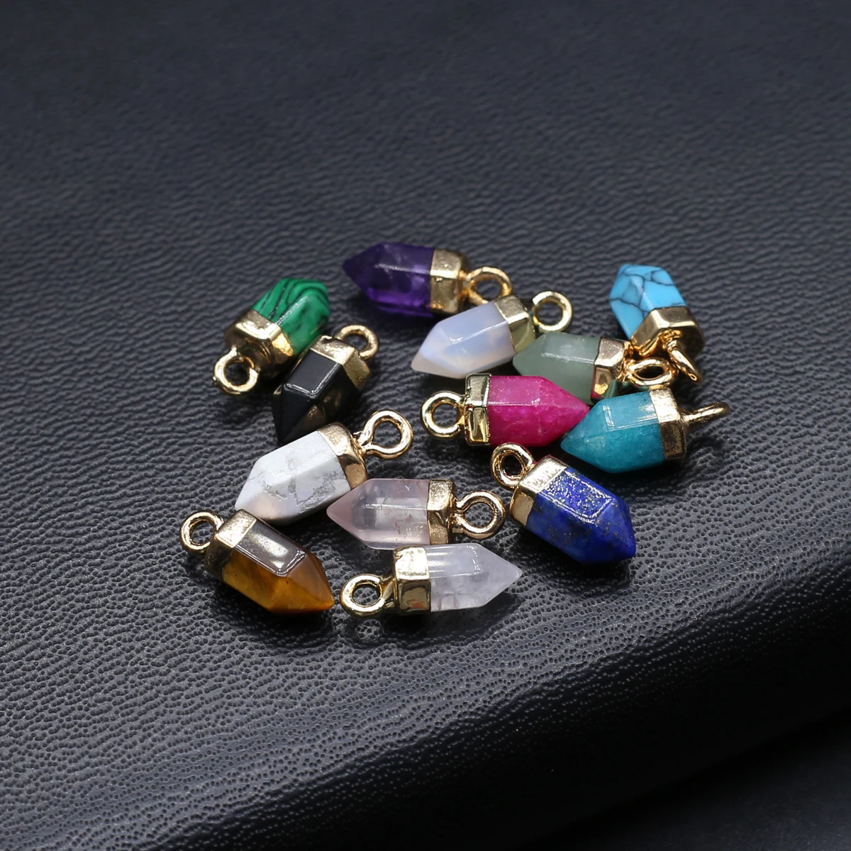 Natural Stone Pendants Gold Plated Hexagonal Column Quartz for Jewelry Making Diy Women Reiki Healing Necklaces Accessories