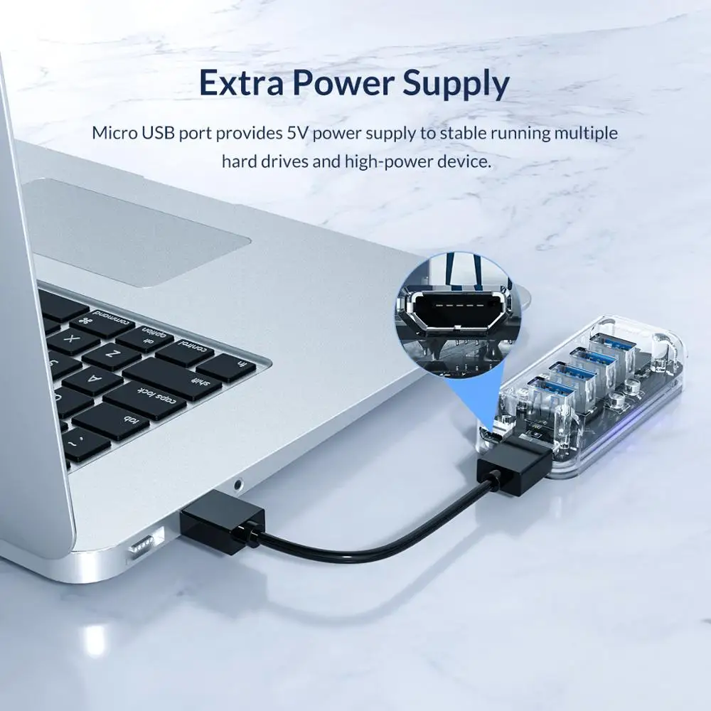 ORICO 4/7 puerto USB 3,0 Hub adaptador divisor de fuente de alimentación Dual OTG USB C cargador Hub alimentado PC accesorios periféricos de ordenador