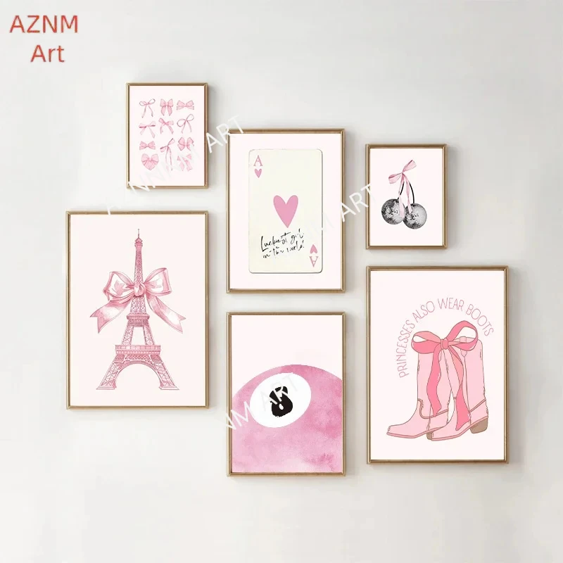 Pink Butterfly Alphabet Girl Heart Art Poster Edgy Trendy Girls Room Aesthetic Modern Home Decor Canvas Painting Wall Art