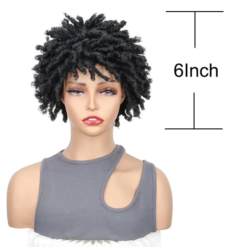 الاصطناعية قصيرة شعر مستعار Dreadlock الأفرو مجعد تويست شعر مستعار فو Locs شعر مستعار غريب مجعد Dreadlock للنساء الاستخدام اليومي