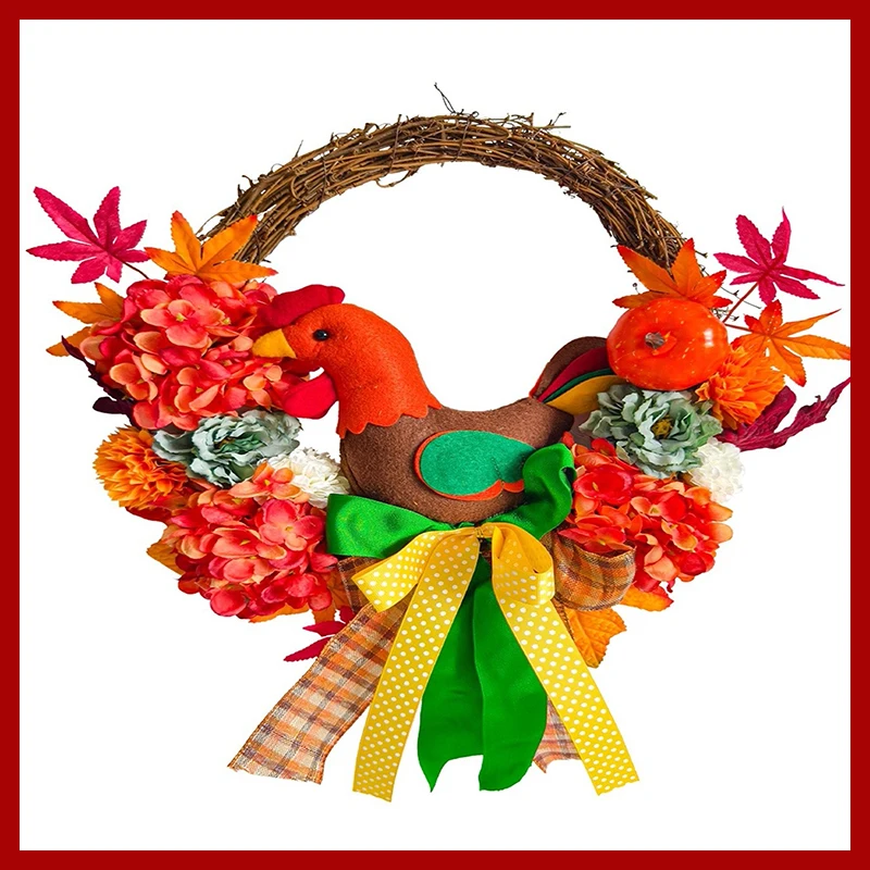 

Chicken Doll Decorates Flower Wreath For Door Hanging Fake Flower Plant Wedding Pendant Garland Wall Decoration Party Decoration