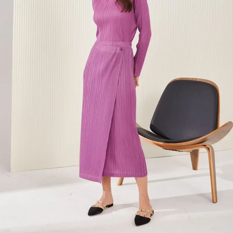 

Miyake 2024 Spring Style Elegant Commuting Comfortable Fashion Splicing Casual Versatile Straight Pleated Skirt
