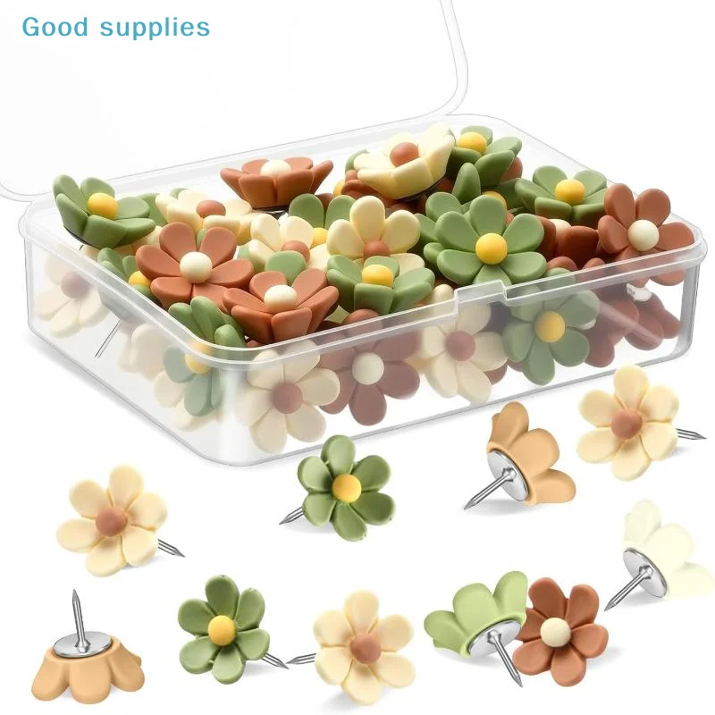 Decorative Resin Flower Thumbtacks Floral Pushpins Set Creative Office School Home Wall Notice Board Pin for Photos And Messages