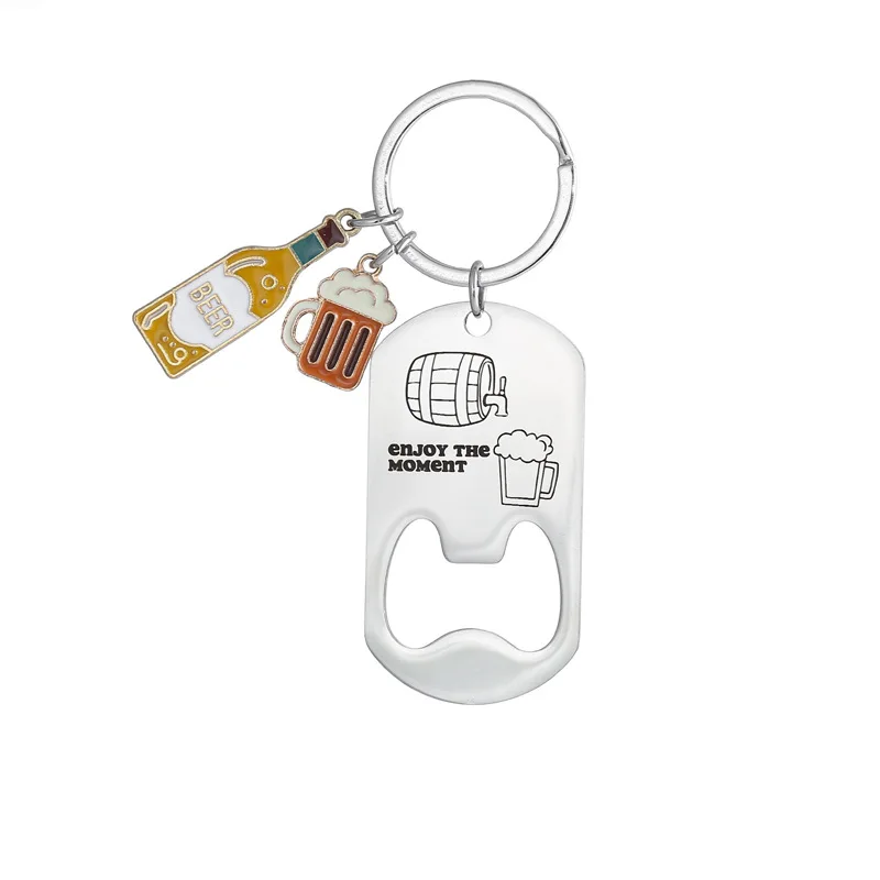 

New Hot Stainless Steel Birthday Christmas Gifts for Dad Grandpa Daddy Keychain Beer Opener Key Chain for Men