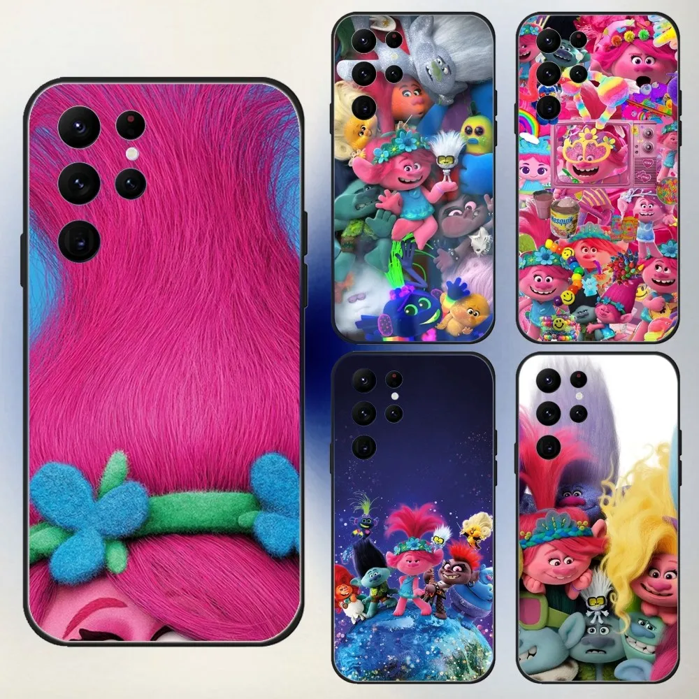 Cartoon T-Trolls  Phone Case For Samsung S24,23,22,30,21,10,9,Ultra,Plus,Lite,FE,5G Black Soft Case