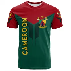 3D Printed Africa Cameroon Flag Map Graphic T Shirt For Men Clothes National Emblem Short Sleeve T Shirts Kids Jersey Tee Tops