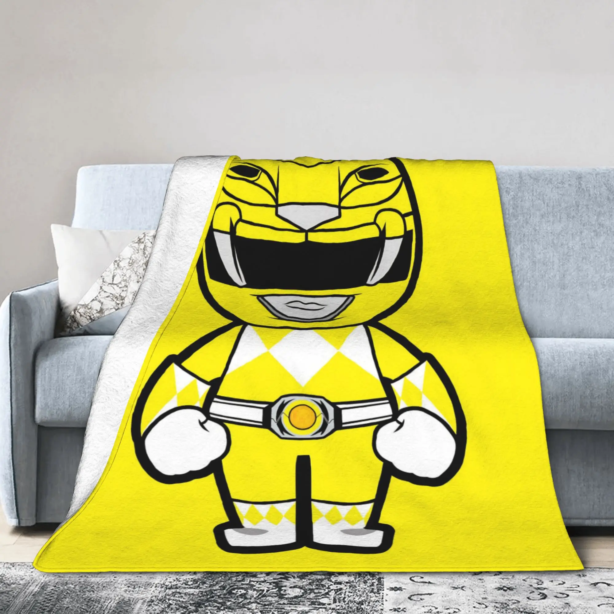Yellow Ranger Chibi Blankets Flannel Summer Air Conditioning Power R-Ranger Multi-function Thin Throw Blanket Home Couch Quilt
