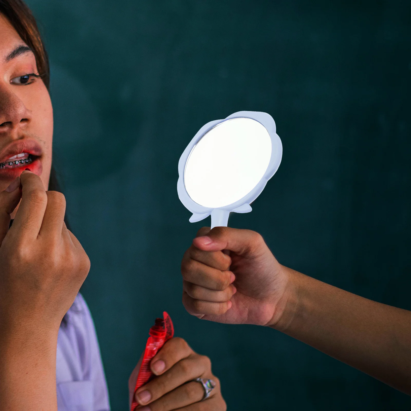 

5Pcs Large Rose Flower Makeup Mirror Handheld for Girls Compact Pocket Purse Mirror Travel Essential Floral Vanity