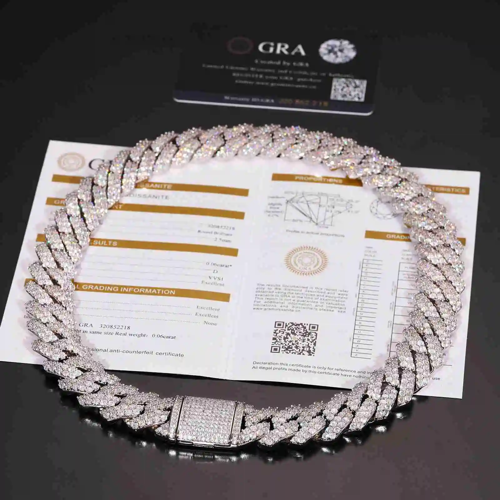 Cubana Luxury Fine Jewelry 20 mm 925 Sterling Silver Gold Plated Custom Moissanite Iced Out Miami Cuban Link Chain Necklace.