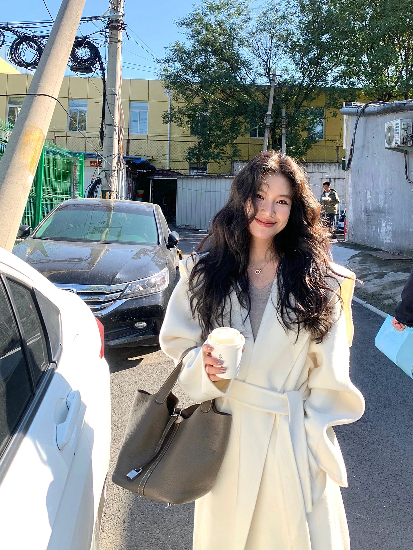 

Двустороннее шерстяное пальто с капюшоном и поясом, зимняя верхняя одежда для женщин DaqianwithU, роскошное, для повседневной носки