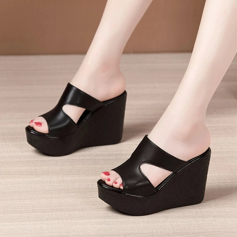 High Heel Wedges Sandals For Women 2023 Summer New Platform Fashion Footwear Red Black White Large Size Sandals