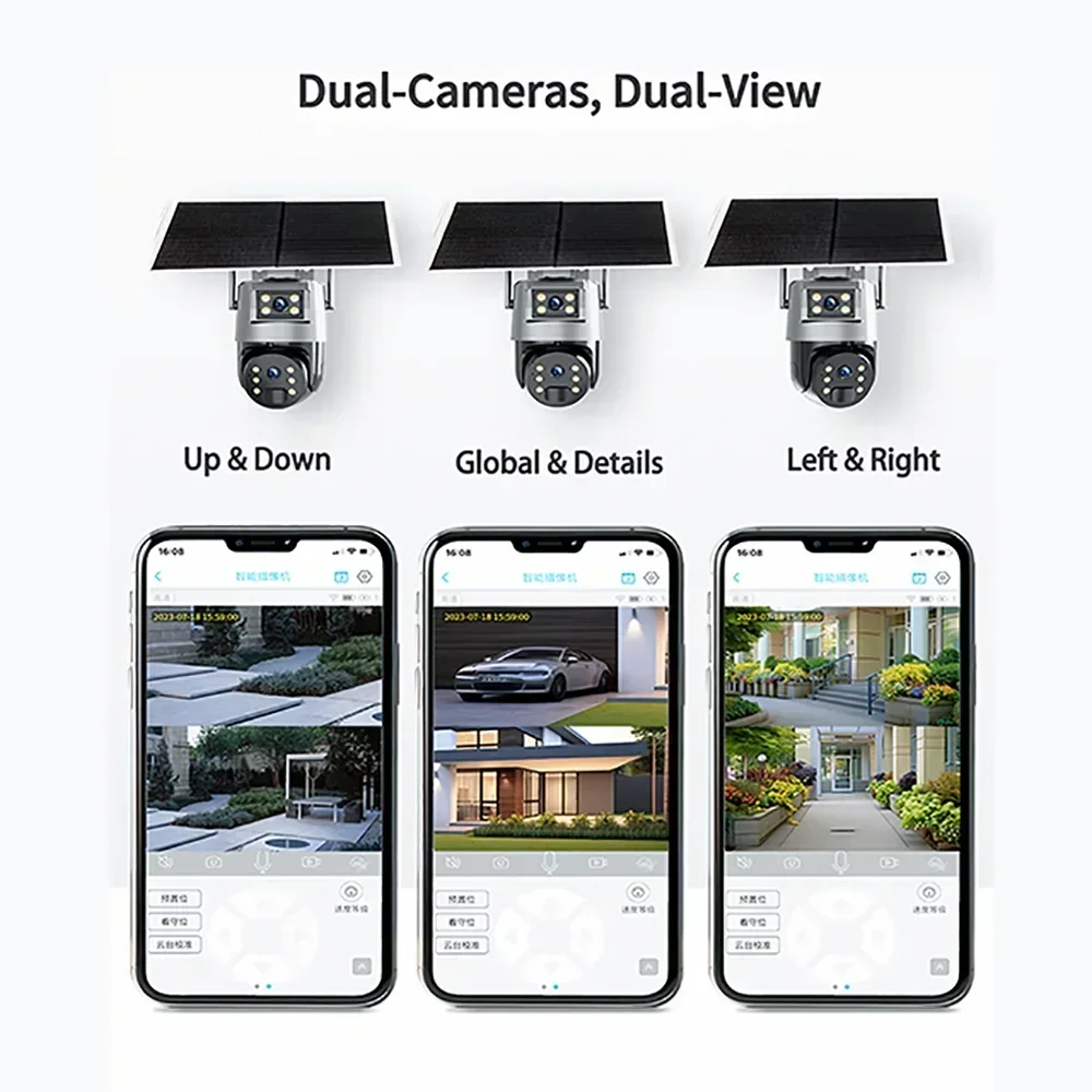 PEGATAH WIFI Dual Lens Dual Screen pannello solare telecamera CCTV PTZ Outdoor 4MP Full Color 4G rilevamento umano Audio PIR Camera UBOX
