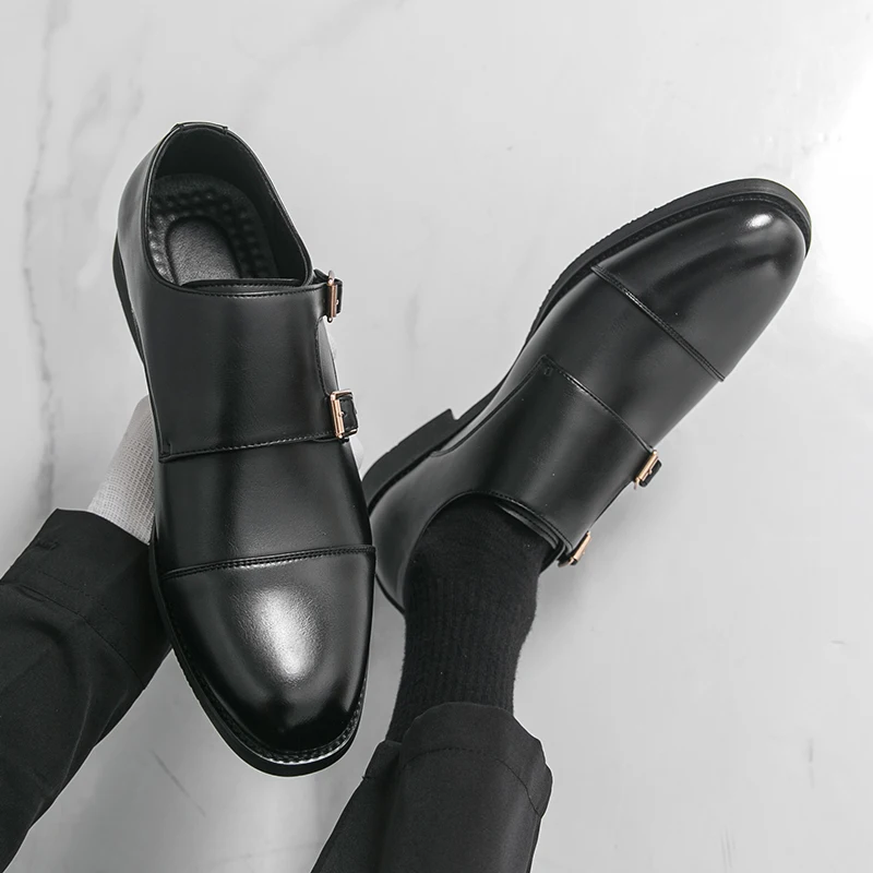 

Мужские туфли-монки из ПУ на низком каблуке, профессиональные классические универсальные деловые туфли для мужчин, размеры 38-46