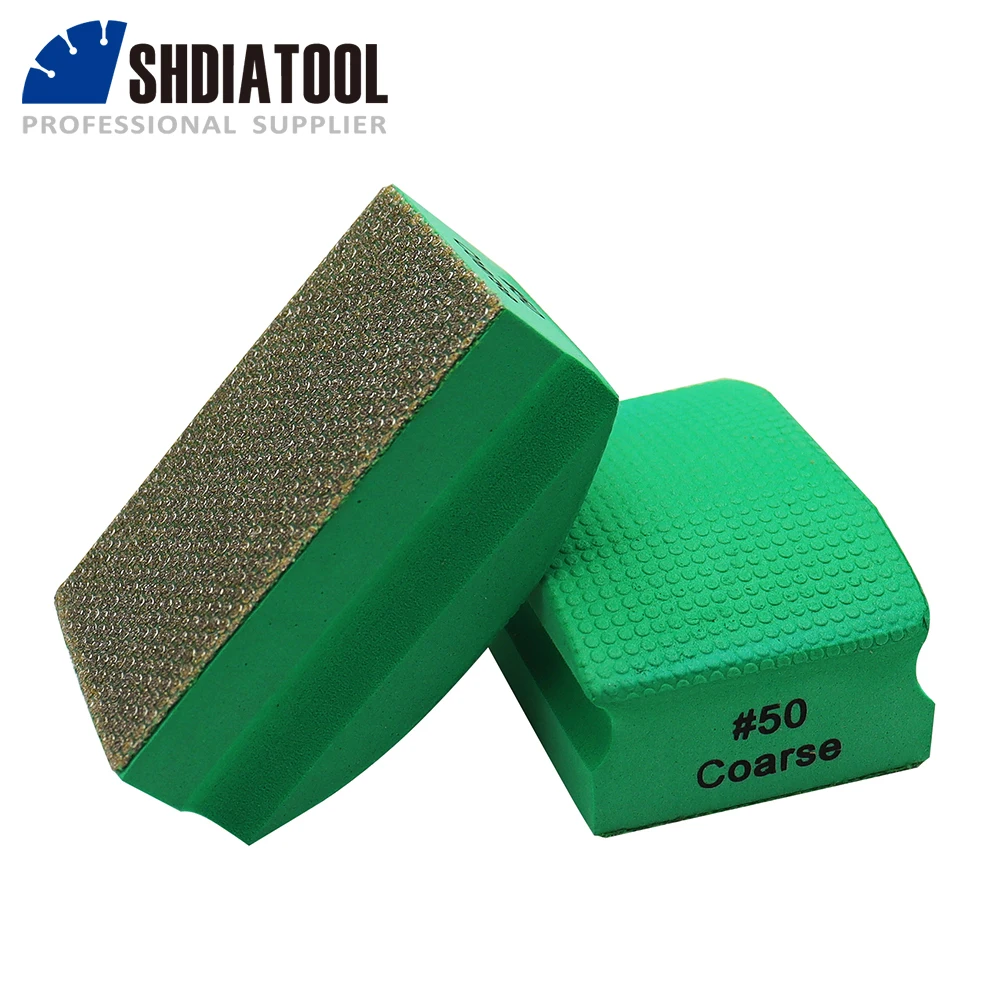 SHDIATOOL 1pc Grit50-800 Diamond Hand Polishing Pads Concrete Stone Granite Marble 90X55mm Foam Backer Sanding Disc Grinder