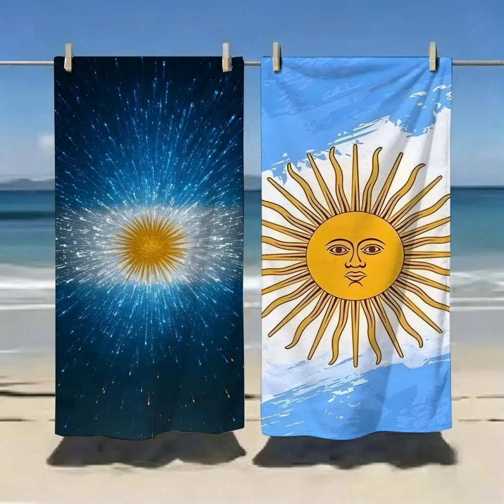 Abstract Minimal Argentina Football Towel Microfiber soft Beach Towel for Travel Fitness Sauna Bathing Camping