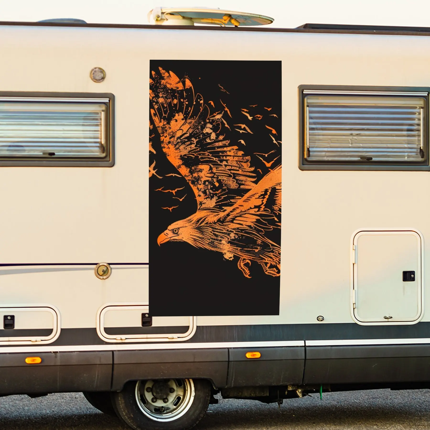 

Автомобильная наклейка с силуэтом птицы и охотника, виниловая наклейка для двери автомобиля на колесах, водонепроницаемые самоклеящиеся виниловые наклейки, украшение P