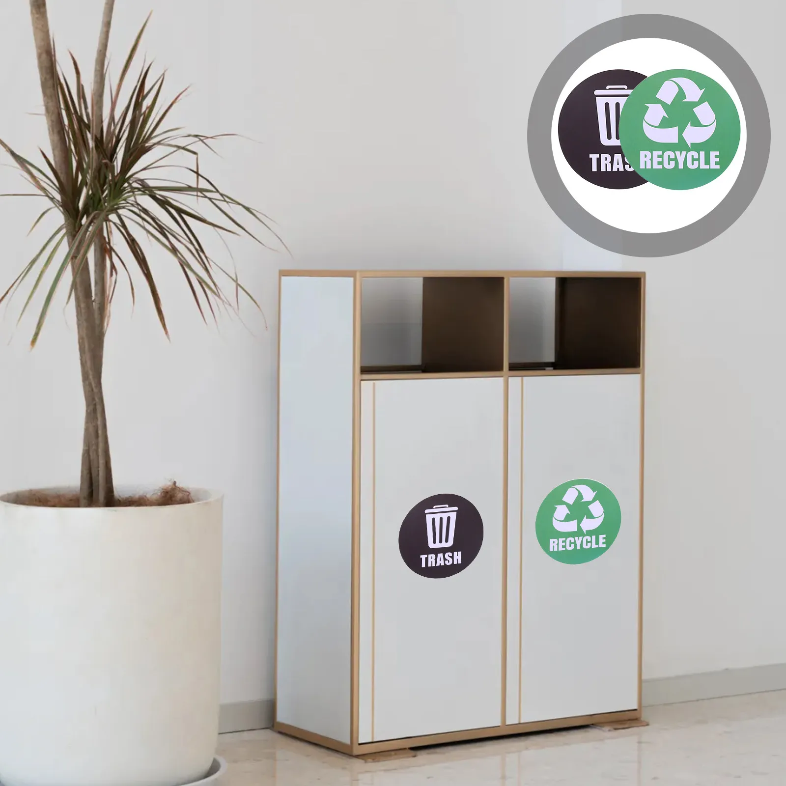 6Pcs Sorting Bin Stickers Colorful Clear Graphics Universal Waste Classification Labels for Home Necessity Office Work