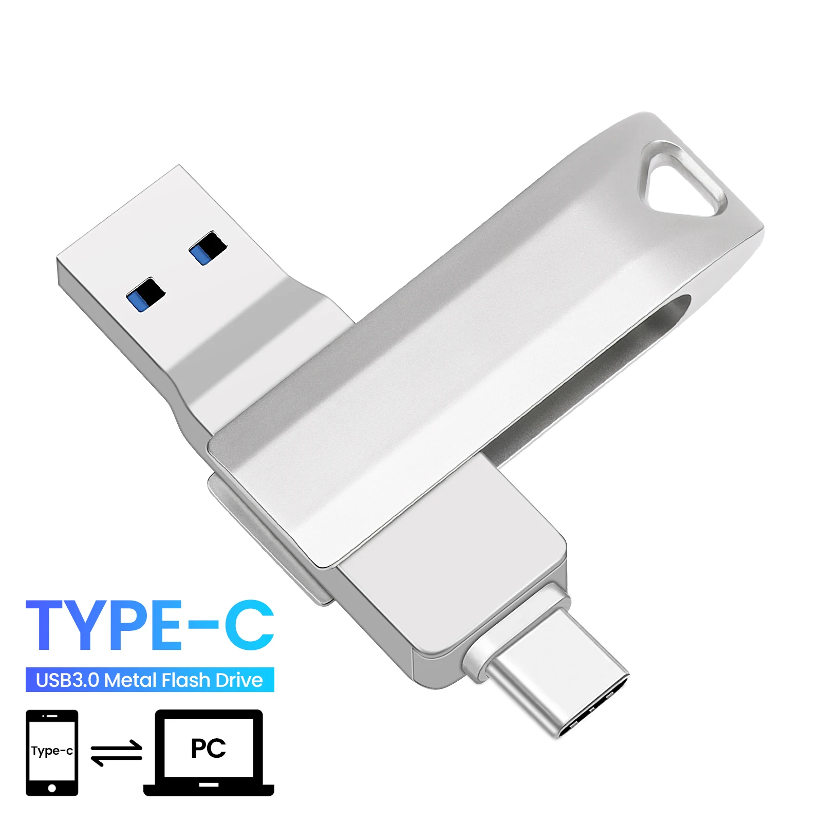 Type-C two in one Mini Metal Waterproof Usb Flash Drive Photo Stick Type-c 64GB 128GB 256GB Cle Usb 3.0 Pen Drive