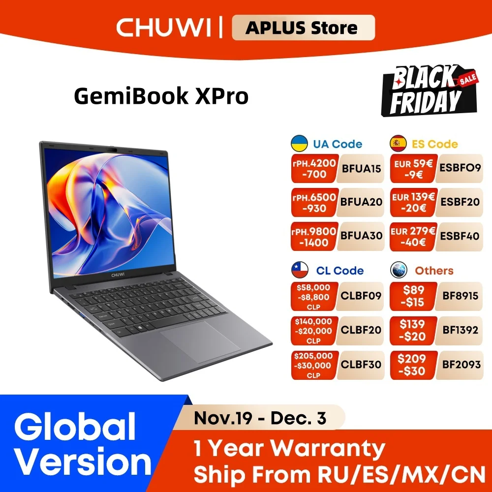 CHUWI GemiBook XPro ノートパソコン 8GB LPDDR5 256GB SSD Intel N100/N150 UHD グラフィックス 第12世代 14.1インチ FHD 1920*1080 Windows 11 ノートPC