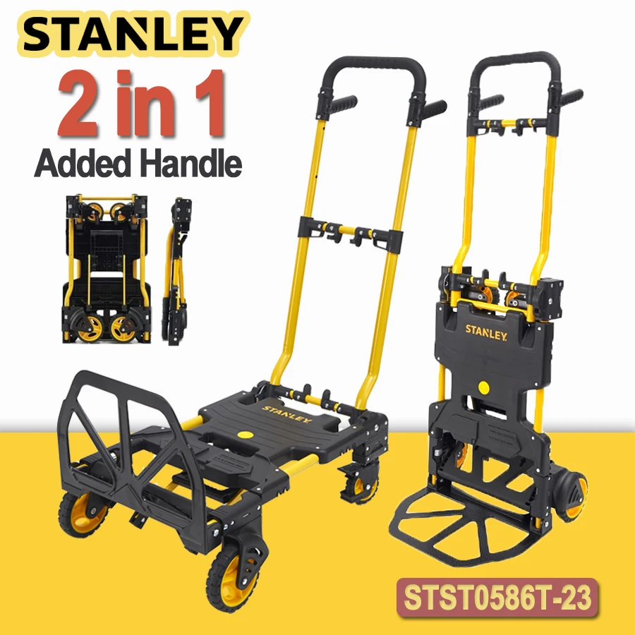 STANLEY STST0586T-23 2 in 1 Folding Trolley with Handle Trailer Shopping Trolley Portable Flat Trolley, 137kg. Weight Capacity