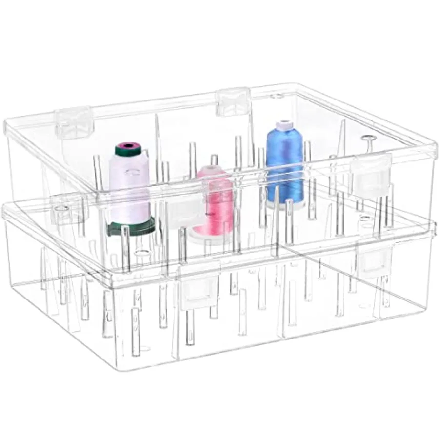 

Pack of 2 Tall and Clear Storage Box/Organizer for Home EmbroideryandCotton Thread Spools Compatible with Tall Thread Spools fr