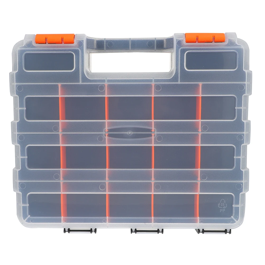 Caja de accesorios de herramientas con tapa transparente, organizador de almacenamiento de plástico pequeño reutilizable con divisores para cuentas, tornillos, componentes electrónicos