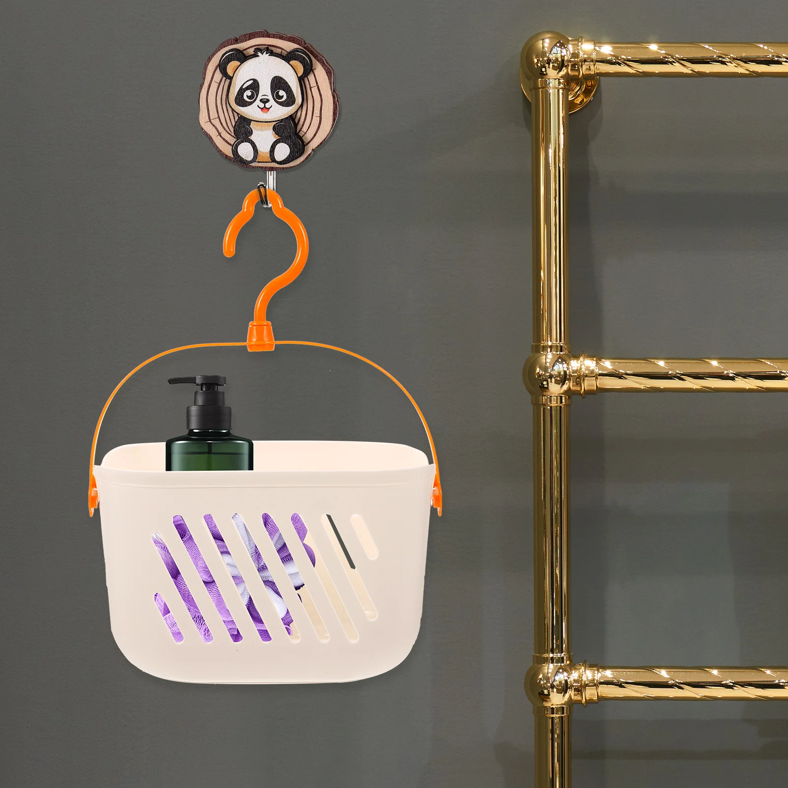 

1pcs Kitchen Hanging Basket Storage Bracket Plastic Material Waterproof Rustproof Baskets Shower Organizer Wall Mounted Hollow